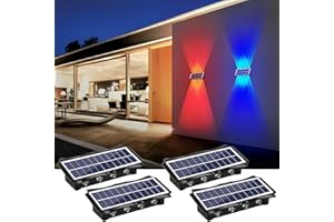 WONYO 8LED Multi-Color Solar Wall Lights, Up and Down Lighting Solar Outdoor Light Waterproof IP65, Solar Fence Light for Yard Deck Garden Garage Walkway Porch Christmas Decorations (4 Pack)