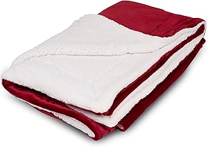 BIRDROCK HOME Internet’s Best Plush Reversible Sherpa Throw Blankets - Burgundy (Red) - Ultra Soft Couch Blanket - Light Weight Sofa Throw - 100% Microfiber Polyester - Easy Travel - Bed - 50 x 60