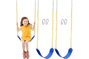 TURFEE 2 Pack Swing for Outdoor Swing Set, Swing Seat Replacement Kit with 66" Heavy Duty Chains, 4 Snap Hook for Kids Outdoor Play Playground, Trees, Swing Set, Playground (Blue)