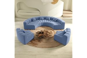 Oversized Curved Sofa, 6 Seater Modular Velvet Cloud Couch, Modern Boneless Sectional Couches for Living Room, No Assembly Re