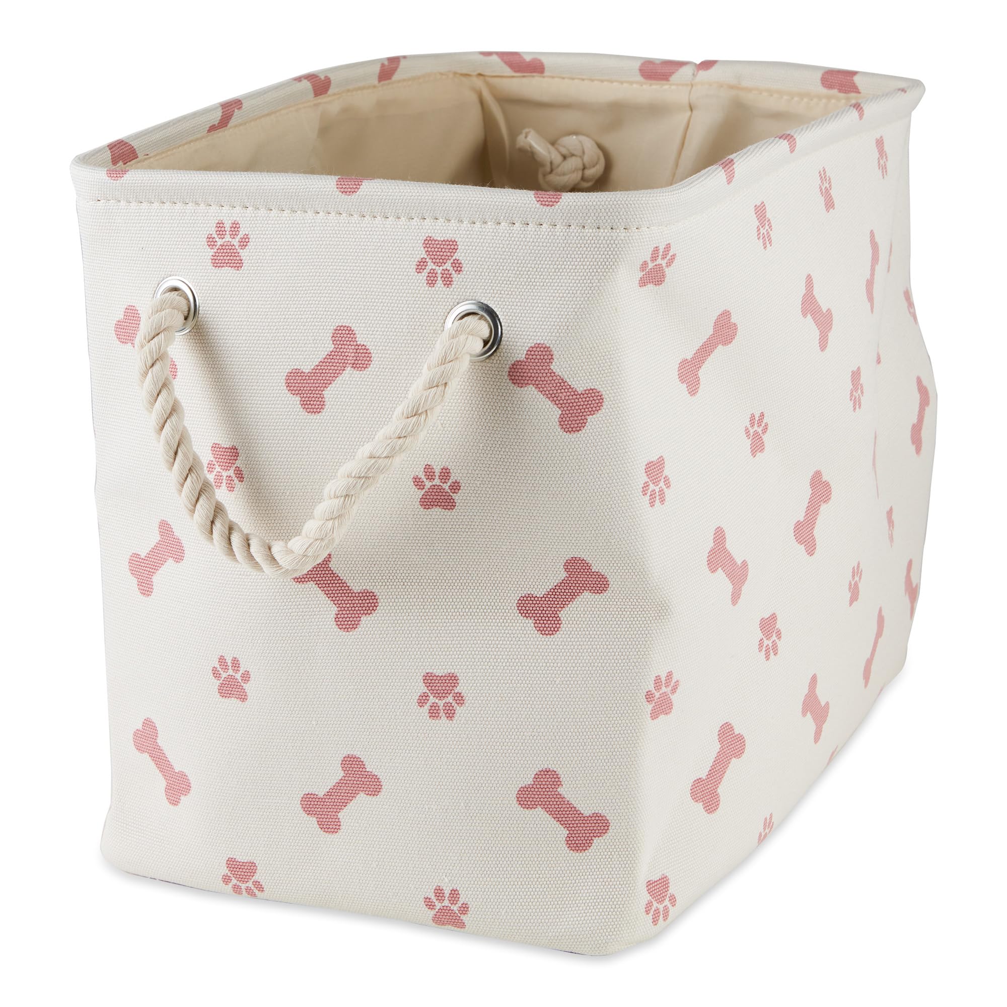 Bone Dry Paw and Bone Print, Cotton, Rose, Medium Rectangle