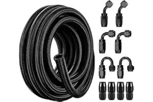Evil ENERGY 6AN Fuel line Hose Fitting Kit Braided Nylon Stainless Steel Oil Gas CPE 16FT Black
