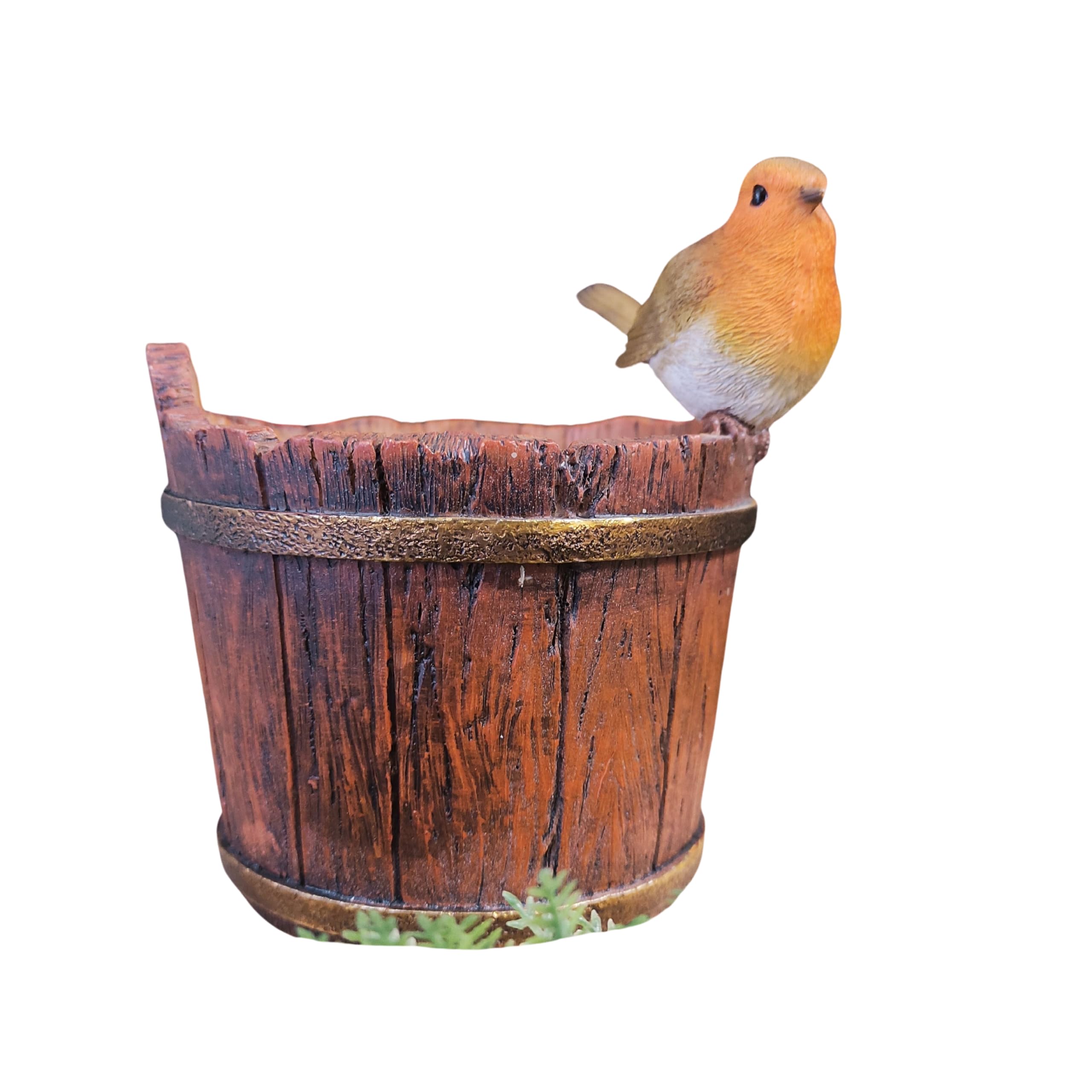 Vivid Arts - Water Bucket Ornament with Robin & Bronze Detailing- BS-RB25-D