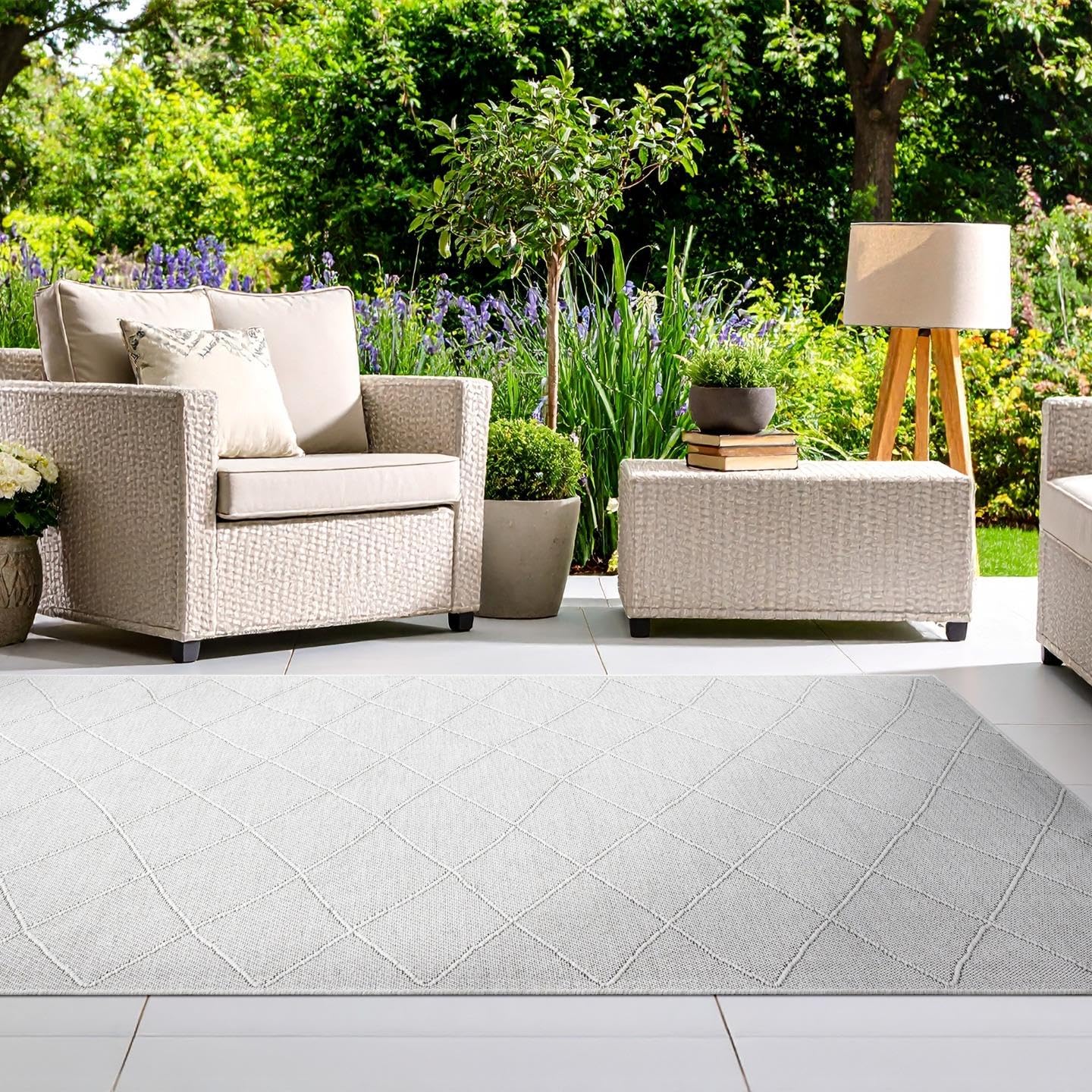 LUXE WEAVERS Non-Slip Washable Outdoor Mushroom 5×7 Area Rug, Modern Textured Geometric Carpet