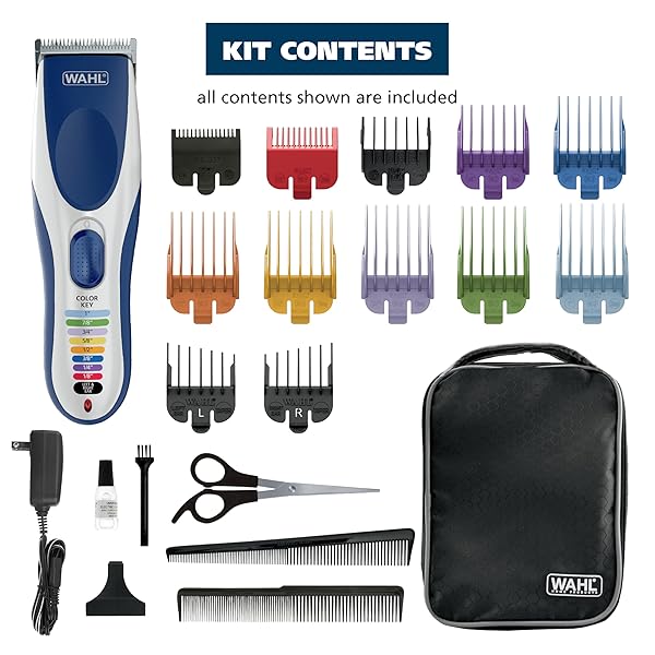 WAHL COLOR PRO CORDLESS RECHARGEABLE HAIR CLIPPER & TRIMMER – EASY COLOR-CODED GUIDE COMBS – FOR MEN, WOMEN, & CHILDREN – MODEL 9649P