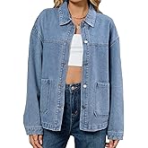 ZILIN Womens Jean Denim Jacket Long Sleeve Button Down Shirts Oversized Trendy Coat Fall Fashion Winter Clothes with Pockets
