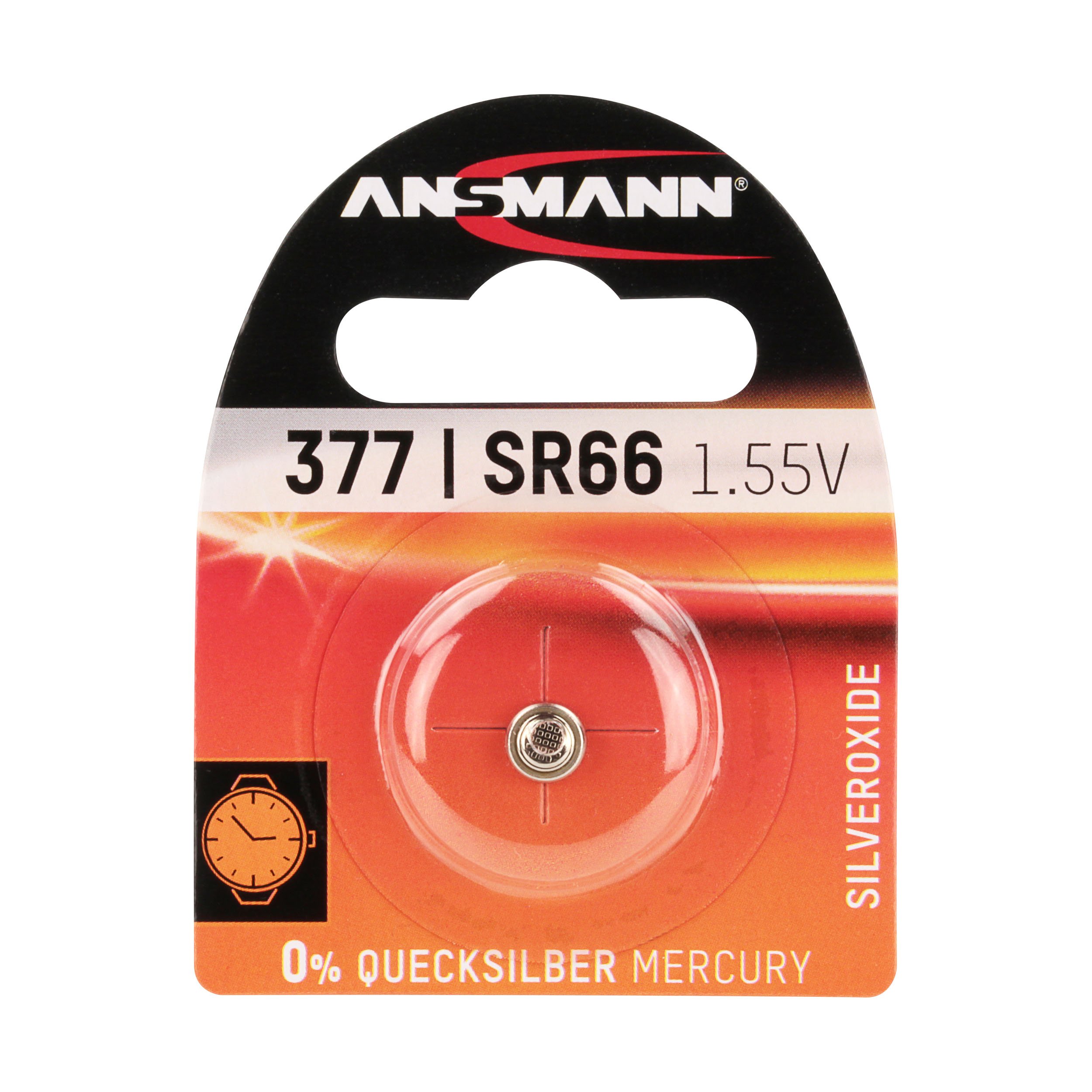 ANSMANN 1516-0019 "Silver Oxide" SR 66/377Button Cell for Garage Door Opener/Alarm System - Silver