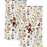 Miss Adola Flour Sack Kitchen Towels - Set of 2 Spring Dish Towels with Hanging Loop 18x26 Inch Absorbent Reusable Cotton Cloths for Cleaning Cute Design Home Decorative Housewarming, Vintage Flower