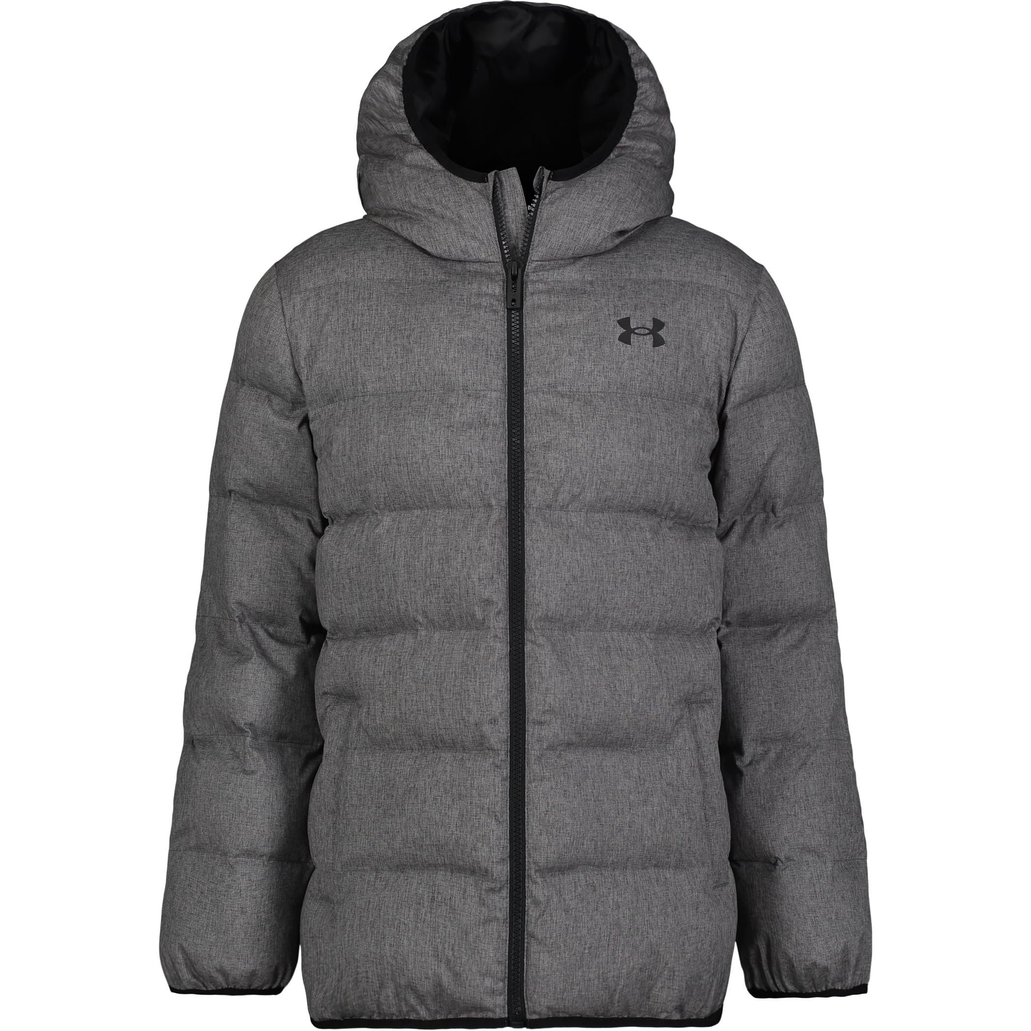 Under Armour Boys' Pronto Hooded Puffer Jacket, Lightweight & Water Repellent, Gray Pitch Heather, 4 Image