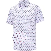 Mens Golf Polo Shirts Short Sleeve Dry Fit Print Performance Moisture Wicking Casual Funny Golf Polo Shirts for Men