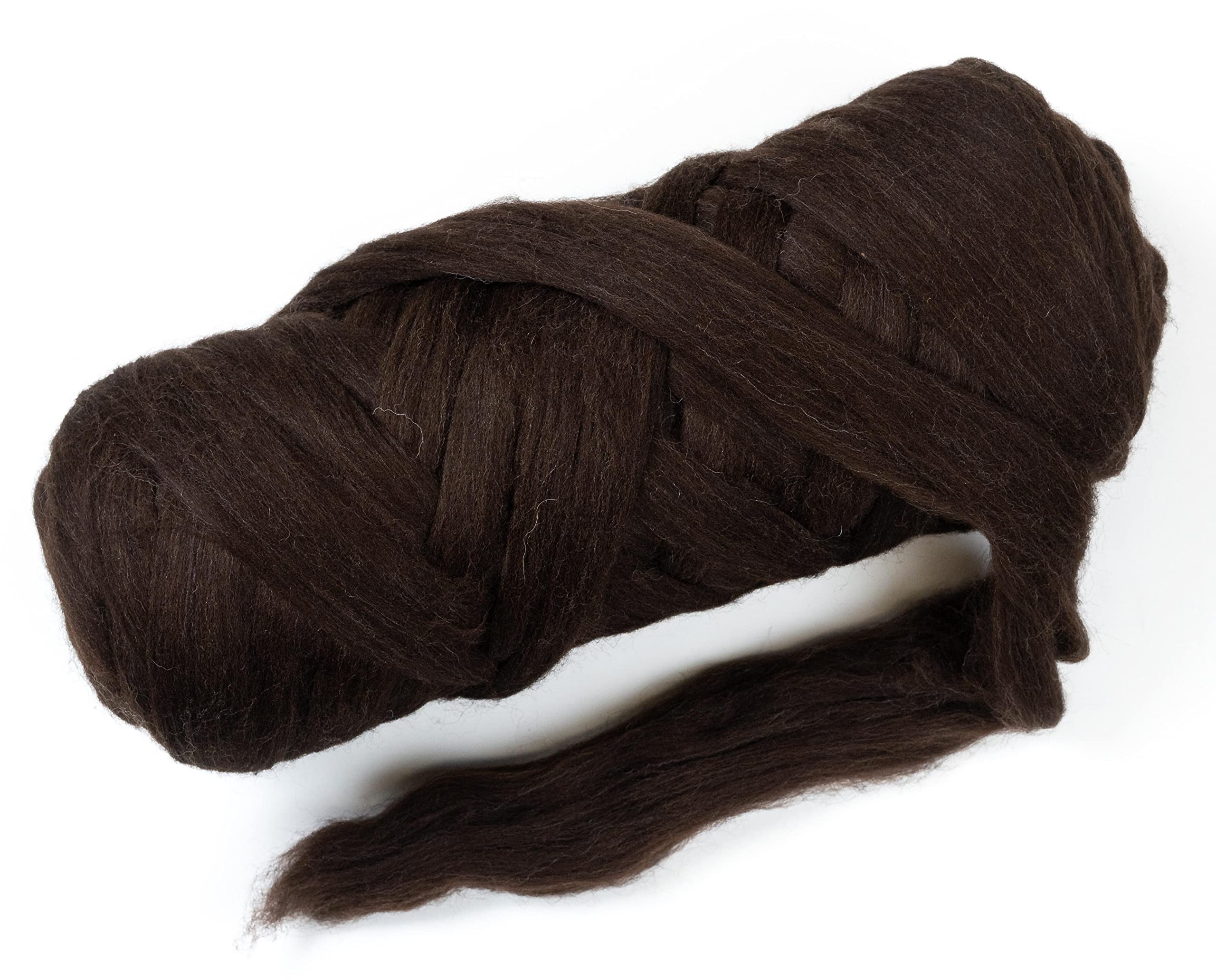 Kondoos Natural Wool Bulk roving, 2 lb. Best Wool for Spinning, arm Knitting, Felting, Chunky Blankets and Tapestry. Natural Colors, un-Dyed. (Dark Chocolate, 2 lb) โ image 1