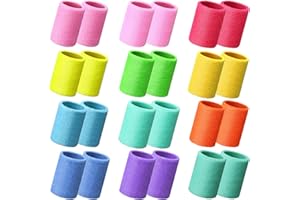Lenwen 24 Pcs 4 Inch Wrist Sweatbands Arm Bands Tennis Gymnastics Wristbands for Men Women Grips Sport Cotton Elastic Wrist Band for Grips, Tennis, Basketball, Running, Gym, Working Out
