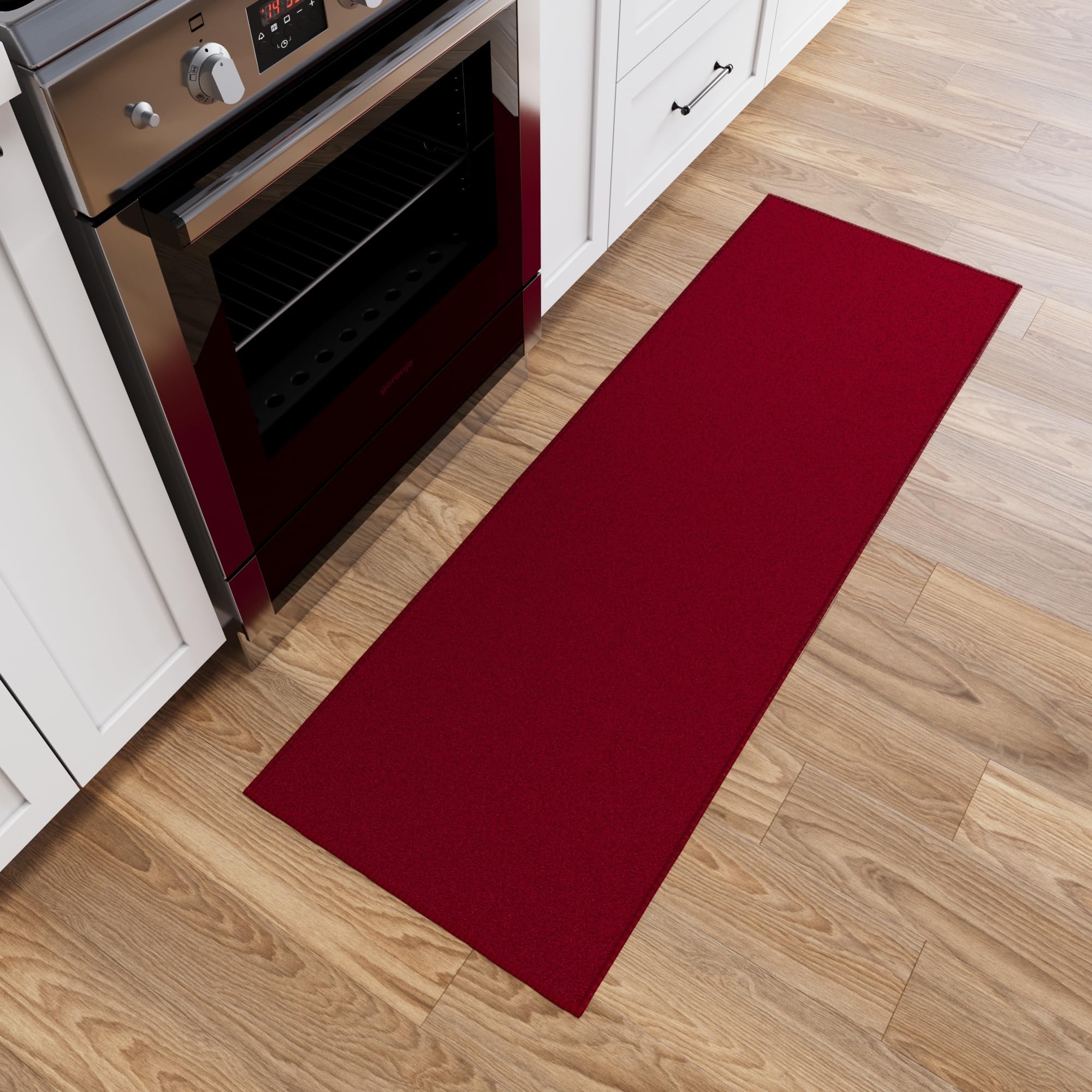 Ottomanson Ottohome Collection Rubberback Solid Design Runner Rug, 67 cm x 183 cm, Red