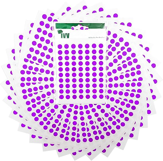 Amazon.com : Purple Sticky Dot Labels Self-Adhesive Peel Write On Circle Stickers 1/4 inch 8mm ...