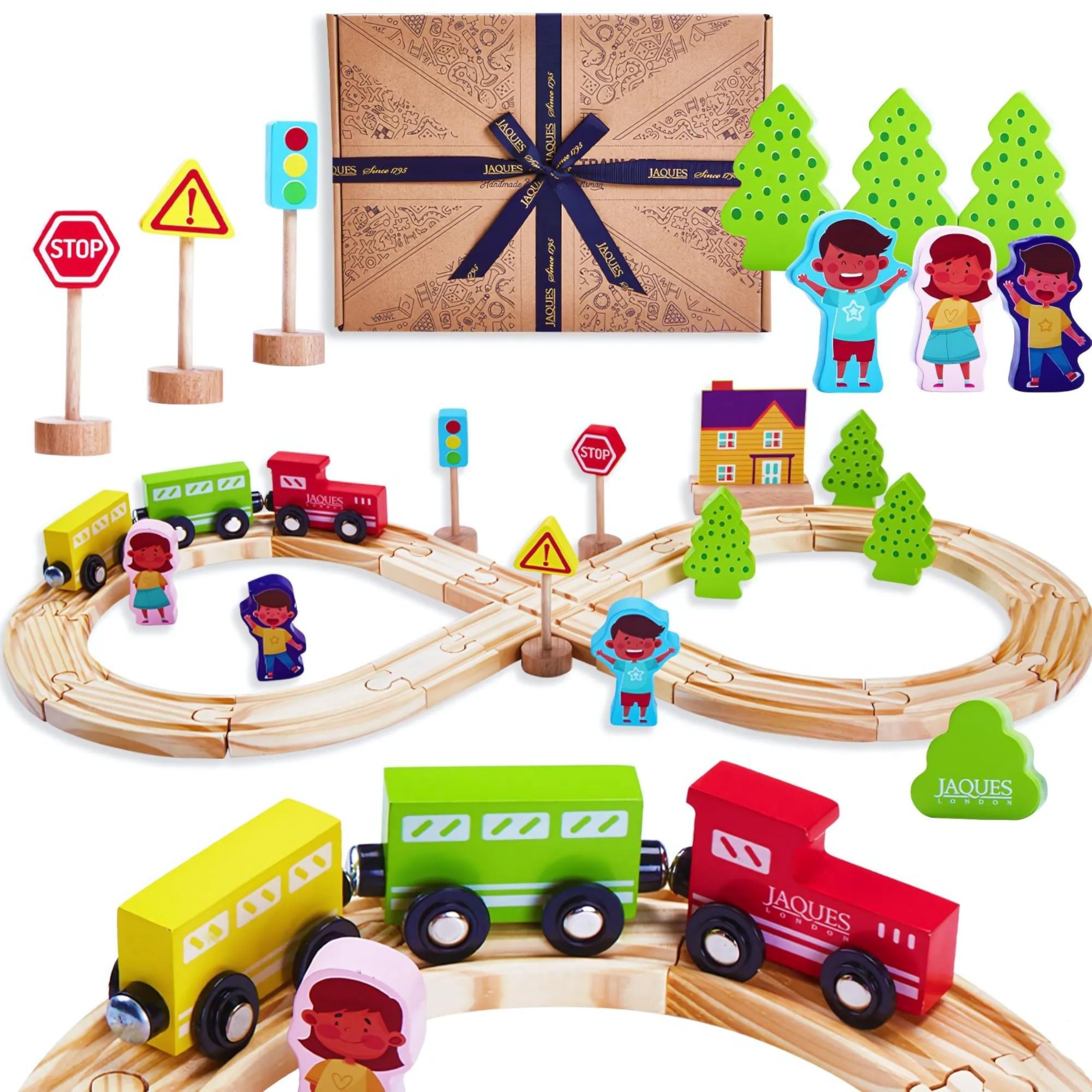 Train Set by Jaques of London | Wooden Toys for 1 2 3 4 5 Year Olds | Toy Train for Kids | Toddler Toys | Since 1795 | Beautiful Gift Packaging | Luxury Present by Jaques of London - Since 1795