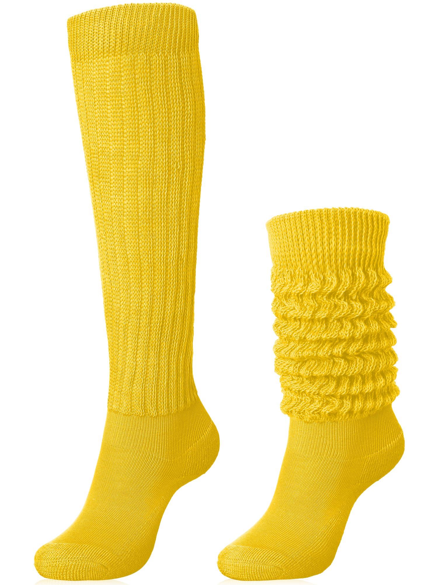 Photo 1 of Glitopper Slouch Slouchy Socks Pack Knee High Scrunch 80s 90s Stacked Boot Socks (9-11,Yellow)