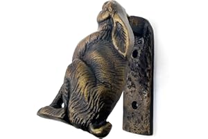 5MOONSUN5 Cast Iron Rabbit Door Knocker, Antique Finish Heavy Duty Metal Knockers for Garden Wooden House Farmhouse, Home Décor Accessories Classic Vintage Design
