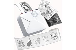 MEMOQUEEN Mini Sticker Printer, M02S Portable Wireless Bluetooth Thermal Printer Sticker Maker Machine, Compatible with iOS and Android 300dpi High Resolution, White