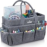 JJRING Craft Tote Bag Organizer for Art Storage, Grey Art Tote Organization with Multiple Pockets, Art Sewing Supply Bag for Scrapbooking, Medical, and Office Supplies Storage