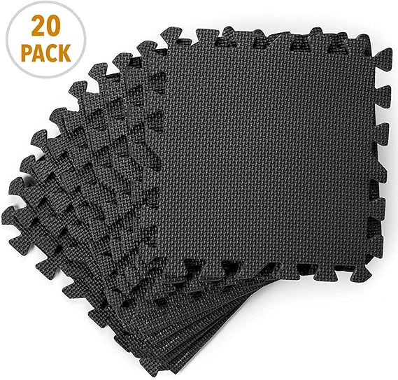 20 Interlocking Foam Exercise Mat, 30x30cm Soft & Firm EVA Floor