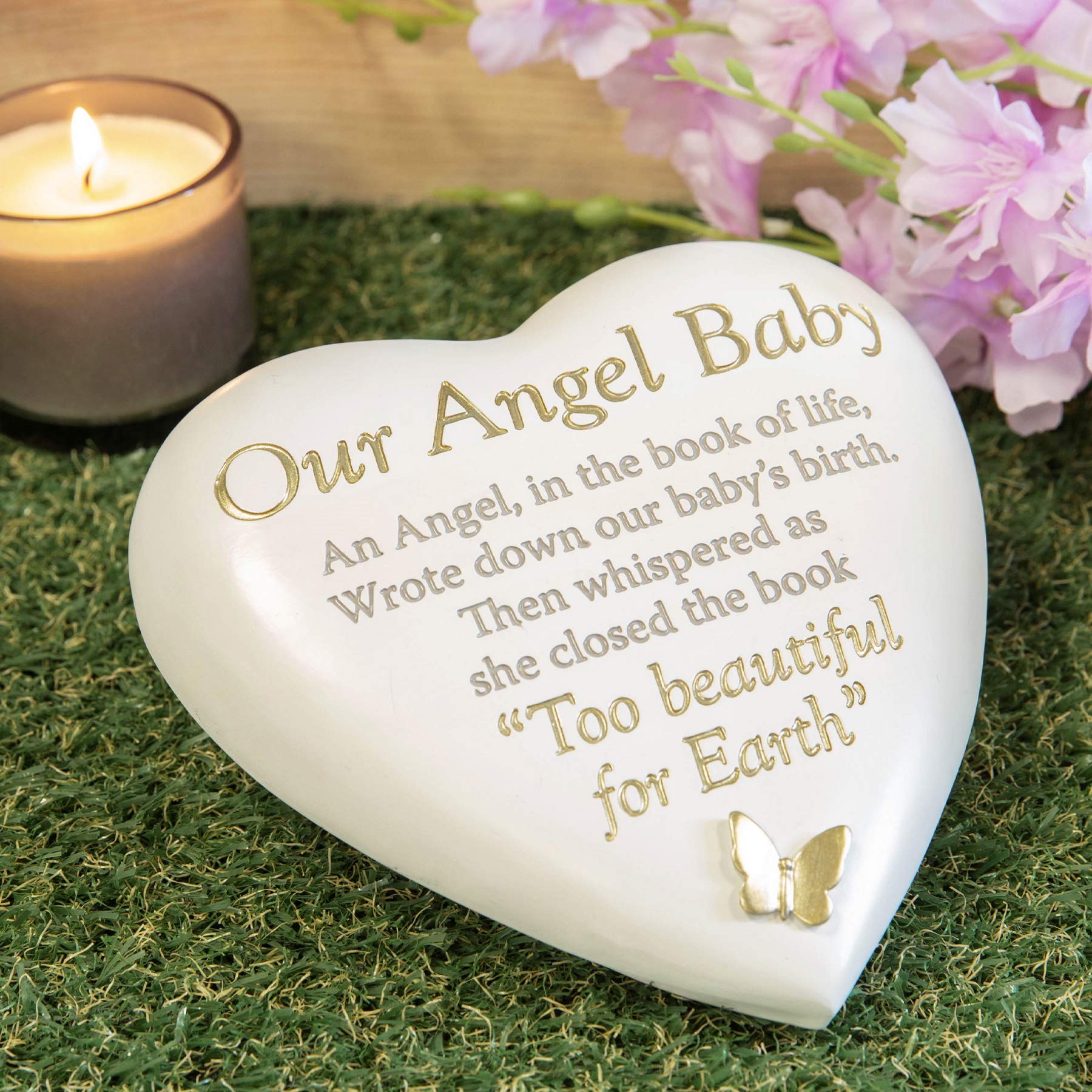 Thoughts of you Graveside Heart Plaque - Angel Baby