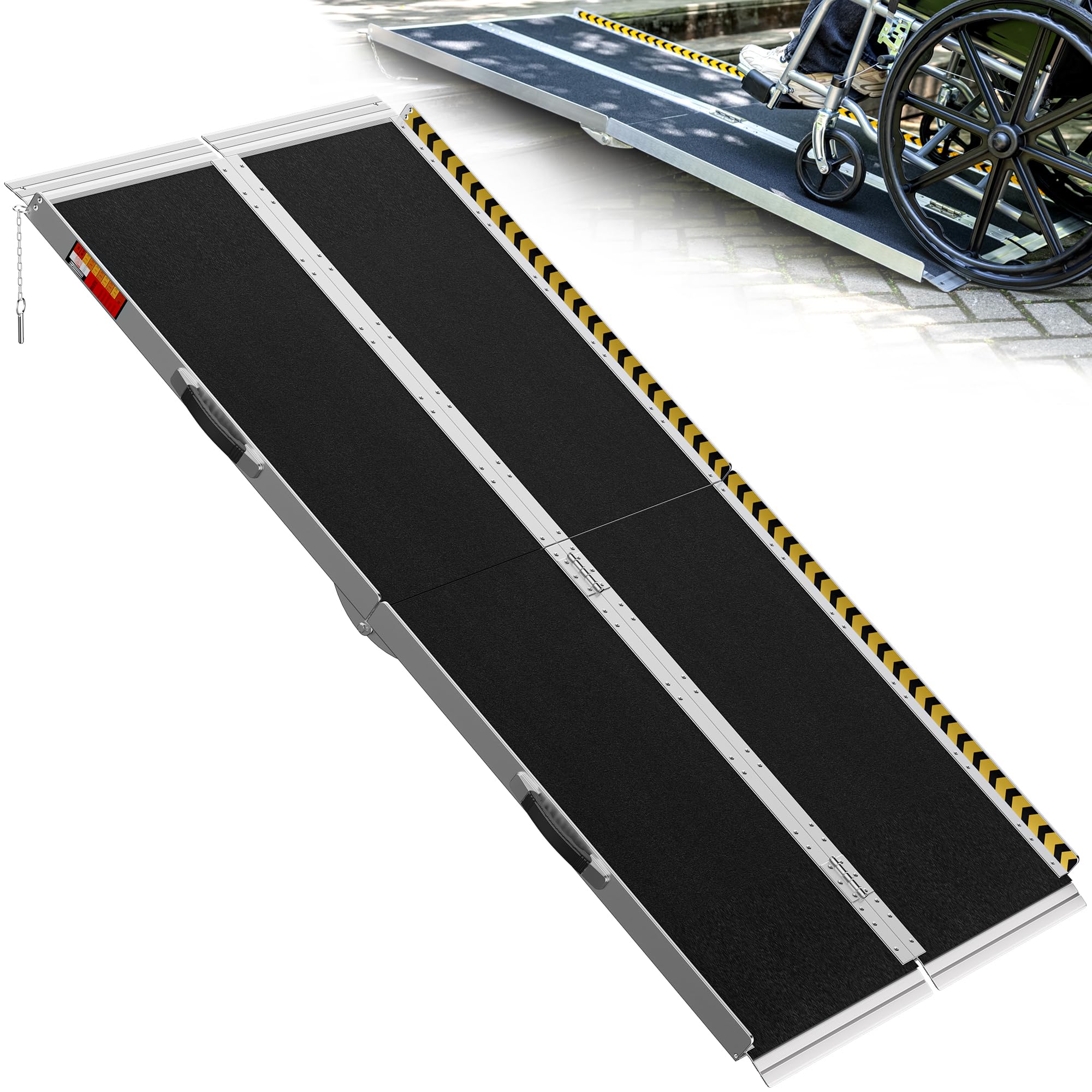 Photo 1 of VNN Portable Wheelchair Ramp 6FT, Seamless Non-Slip Aluminum Folding Handicap Ramp, Door Threshold Wheelchair Ramps for Home, Threshold Ramp for Home Steps, Doorways