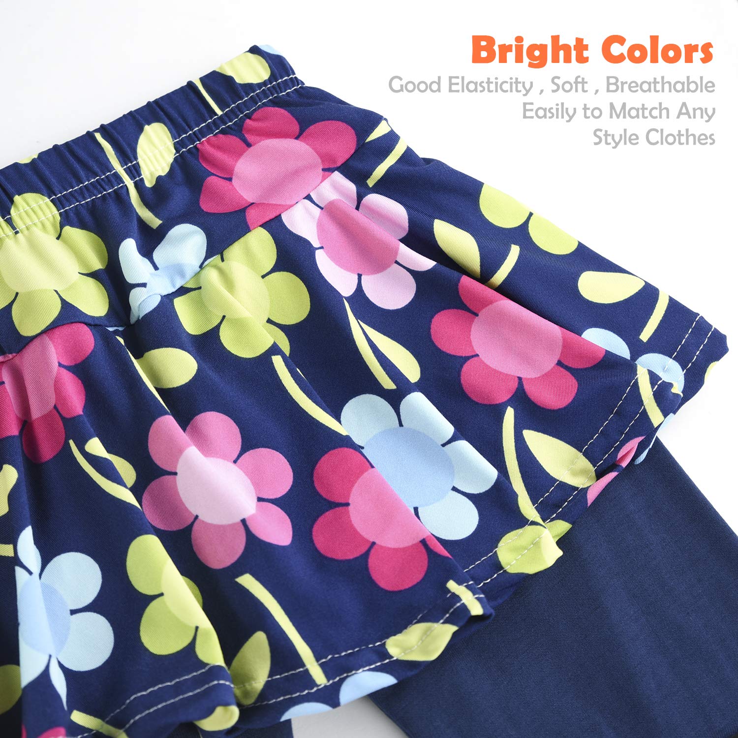 slaixiu Girls Leggings Skirt Stretchy Printing Flower Skirtpants 4-11 Years(GP12_Flower_110)