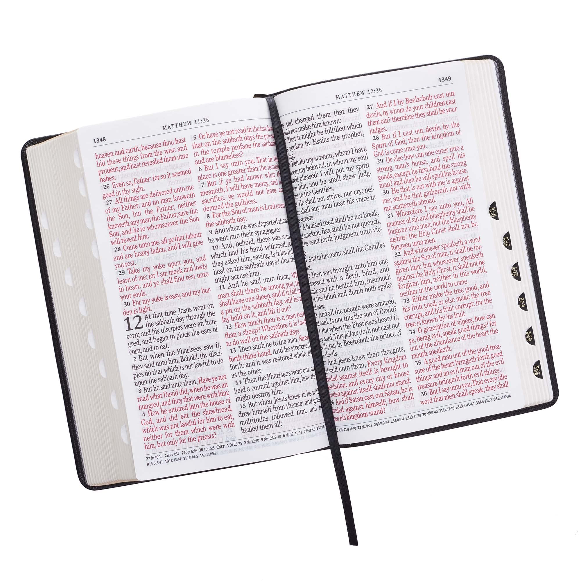 KJV Holy Bible, Giant Print Standard Size Faux Leather Red Letter Edition - Thumb Index & Ribbon Marker, King James Version, Black Two-tone (KJV Standard GP Editions)
