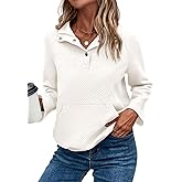 KIRUNDO Womens Sweatshirt Casual Textured Long Sleeve Henley Button V Neck Loose Pullover 2025 Trendy Fall Outfits Tops