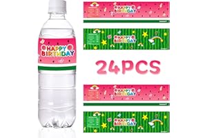 CAOEKEGO 24 Pcs Cartoon Melon Party Water Bottle Labels for Kids Boys Girls J Watermelon Birthday Party Supplies Stickers Baby Shower Decorations Favors