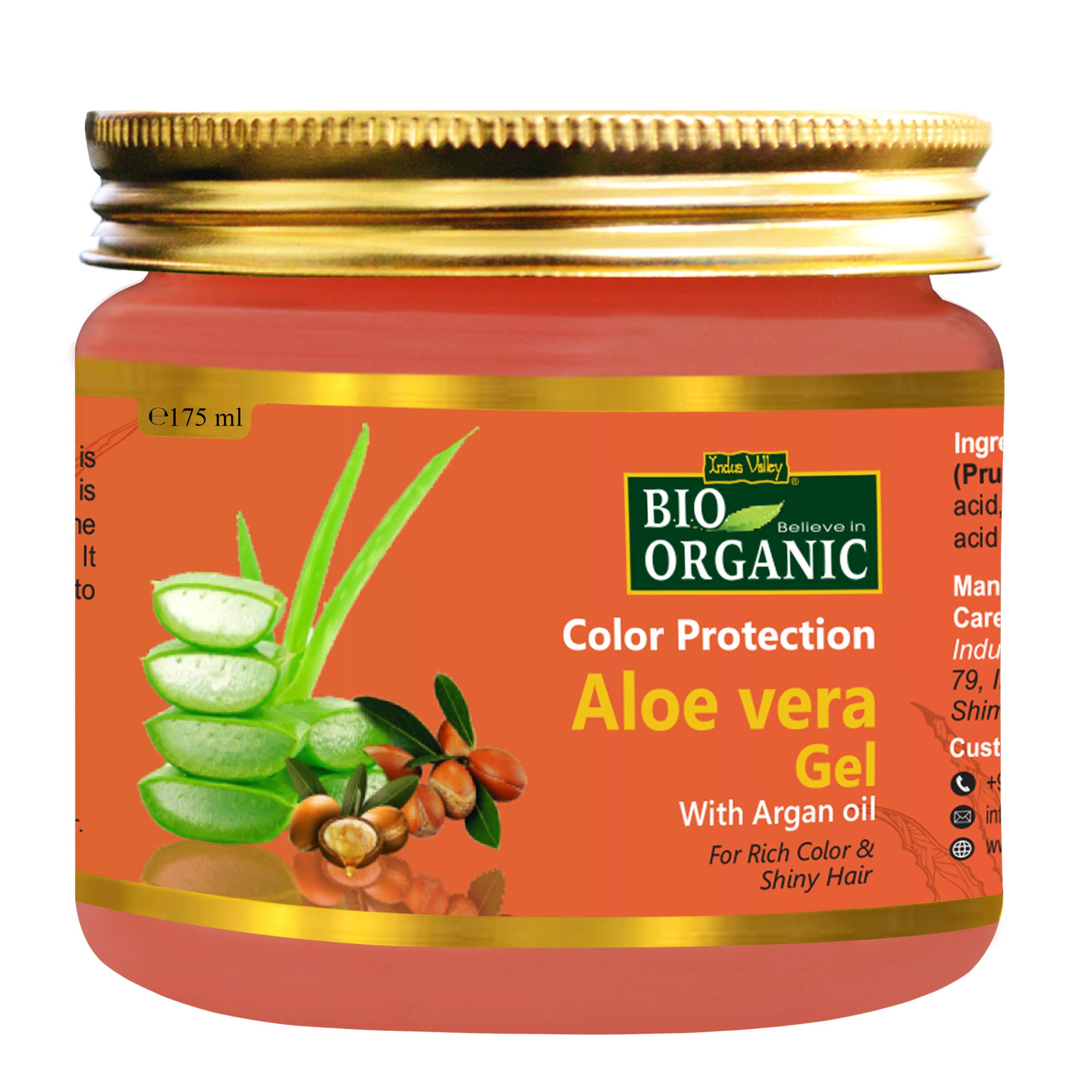 Indus Valley Bio Organic Hair Colour Protection Aloe Vera Gel With Argan Oil For Rich Colour & Shiny Hair (175ml)