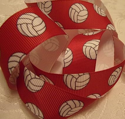 Amazon Com Grosgrain Ribbon Red Volleyball Print 7 8 Wide 5