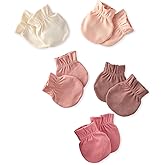 Butterblu Morgan 5-Pack Mitts 100% Organic Cotton No Scratch Mittens for Newborn Baby Boys & Girls, Sorbet, One Size