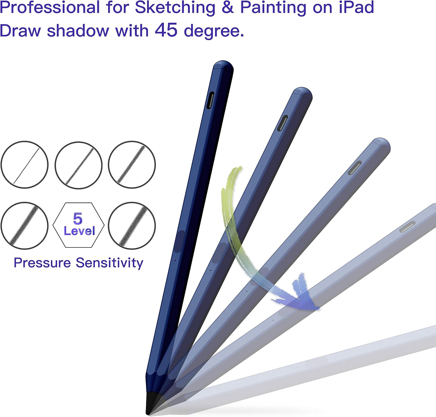 Stylus Pen for Apple iPad(2018-2025),With Tilt Sensitivity & Palm Rejection & Magnetic,Compatible iPad Pro 11/12.9(3/4/5/6th)/Air 3-6/Mini 5-6/iPad 6/7/8/9/10/11th Gen,Writing/Drawing ipad Pencil - Image 4