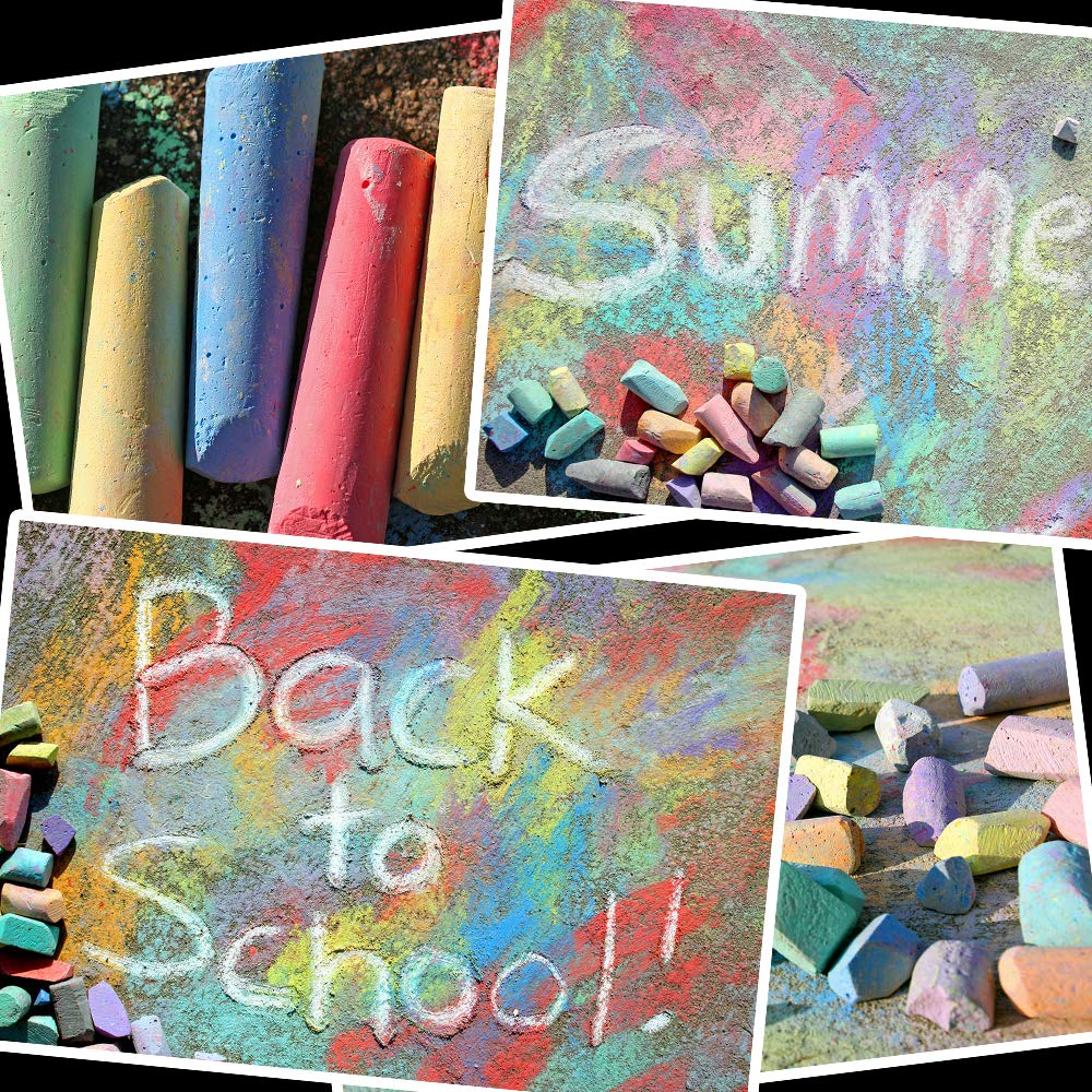 180 Pack Washable Sidewalk Chalk for Kid, 20 Colors Non-Toxic Jumbo Chalk Paint Bulk for Summer Outdoor Activity, Playground, School Classroom Chalkboard, Chalk Party Favors Set for Toddler Kids Adult