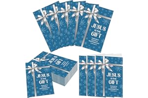 Fullhawl 100 Pcs Christmas Jesus Church Bulletins Bulk 8.5" x 11" Paper Christian Worship Jesus is The Gift Bulletins Xmas Christian Bible School Study Supplies for Christmas Holiday Worship