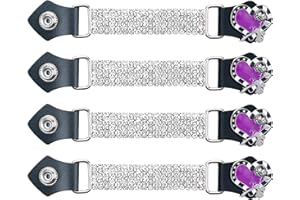 Dream Apparel 4PCS Bling Crystal Motorcycle Vest Extenders for Women Biker with Faux Leather Ends and Rhinestone Chains