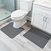 Bosap Bathroom Rugs Set 2 Pieces,Thin Bathroom Mats,Toilet Rugs,Quick Dry,Non-Slip,Machine Washable,Low Pile,Absorbent Bath Mats,Shower,Sink,Home Decor Accessories.Dark Grey,1'5"x2'3"+1'8"x2" U Shape