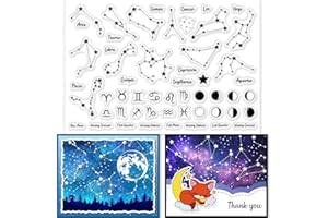 GLOBLELAND Moon Phase Clear Stamps for DIY Scrapbooking Decor Constellations Planetary Map Transparent Silicone Stamp for Making Cards Photo Album Decor