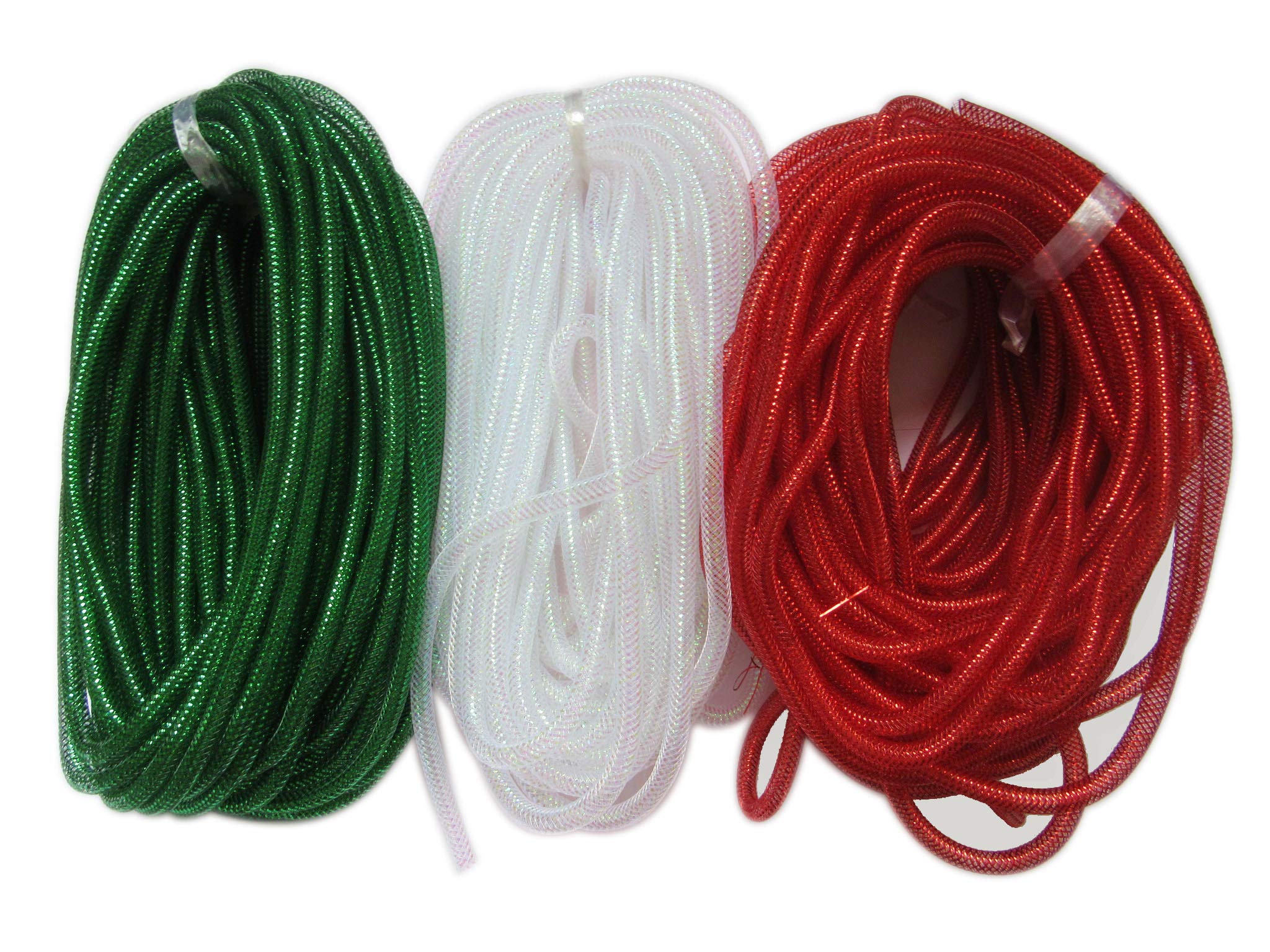 YYCRAFT 45 Yards Solid Mesh Tube Deco Flex for Wreaths Cyberlox CRIN Crafts 8mm 3/8 Inch Christmas Decoration