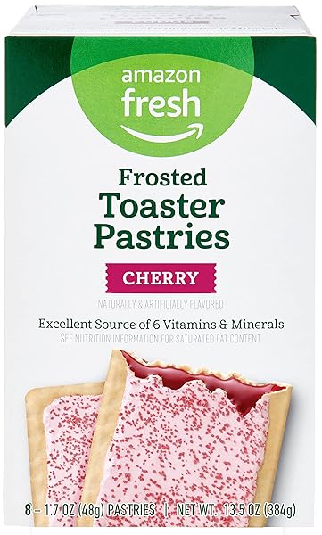 AMAZON FRESH, FROSTED CHERRY TOASTER PASTRIES, 8 COUNT