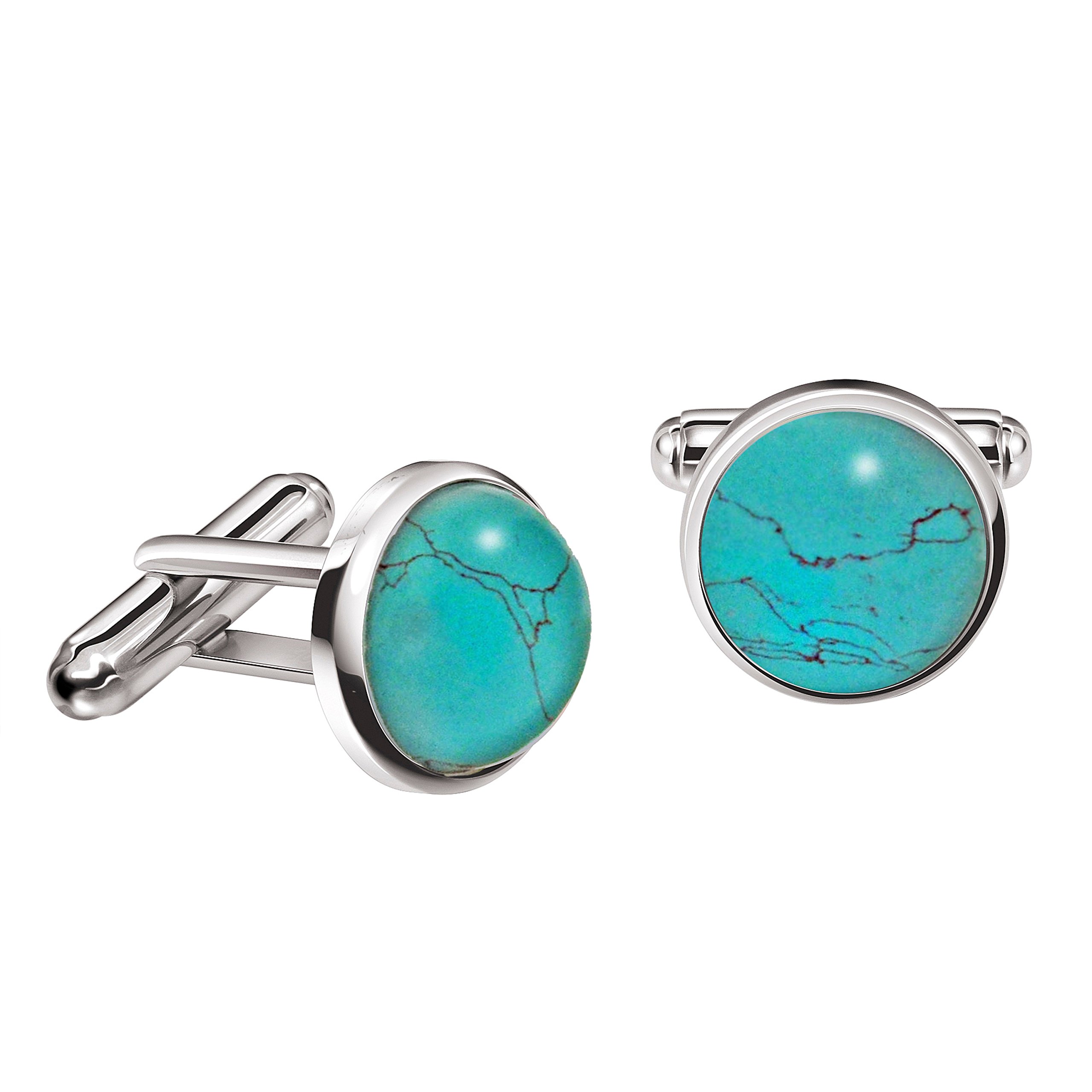 Franki Baker Natural Turquoise Gemstone & 925 Sterling Silver Cufflinks.