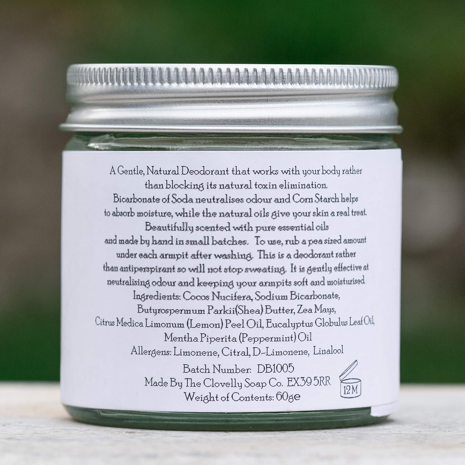 Clovelly Soap Co Natural Handmade Deodorant Balm Eucalyptus, Lemon & Mint 60g Glass Jar, 60 g (Pack of 1) - Image 5
