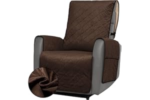CHHKON Velvet Recliner Covers for Recliner Chair Cover Waterproof Chair Covers for Living Room Non-Slip Bottom Furniture Protector with Adjustable Stretchy Straps (Chocolate, 28")