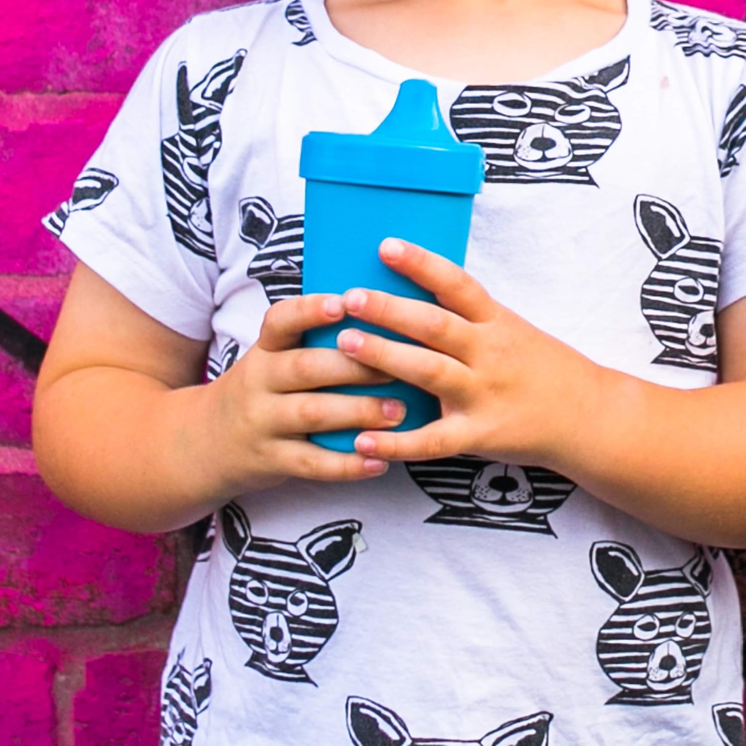 Re-Play MADE IN USA 2pk Toddler Feeding No Spill Sippy Cups | 1 Piece Silicone Easy Clean Valve | Eco Friendly Heavyweight Recycled Milk Jugs are Virtually Indestructible | Lime Green, Sky Blue: Kitchen & Dining