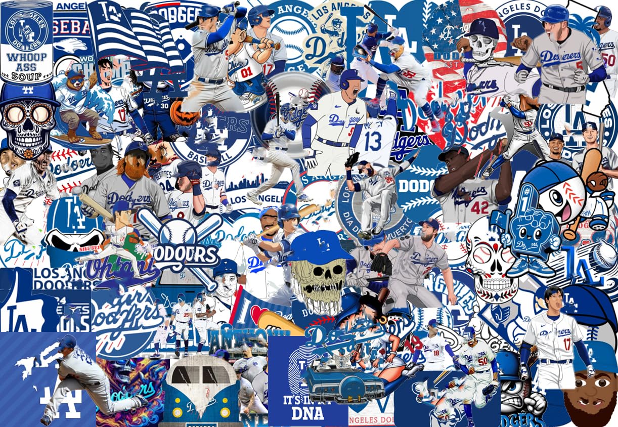 Photo 1 of 100 PCS Los Angeles American Vinyl Dodgers Stickers Pack Baseball Stickers for Water Bottle, Laptop, Bicycle, Computer, Motorcycle, Travel Case, Car Decal Decoration Sticker