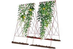 UrGROWA Cucumber Trellis 2 Pack, Foldable A-Frame Garden Trellis for Raised Bed Garden Grow Support with Plant Support Clips, Twist Ties, Plastic Ties, for Cucumber,Tomato, Climbing Plants and Flowers