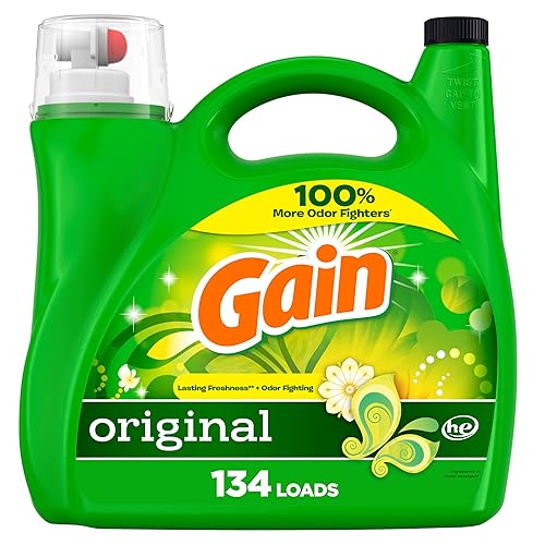 Gain Liquid Laundry Detergent, Original Scent, 194 fl oz, 134 loads, Freshness + Odor Fighting, Laundry Detergent Liquid Soap
