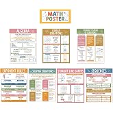 Pasimy 8 Pcs Math Posters for Classroom Algebra Posters Middle High School | Boho Math Classroom Decorations Mathematics Educational Knowledge Decor, for Bulletin Boards Homeschool Teacher Supplies