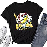 Women Baseball Shirt Funny Baseball Fan Shirts Baseball Mama Graphic Tee Short-Sleeve Tops